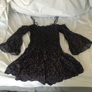Off the shoulder purple and red floral dress